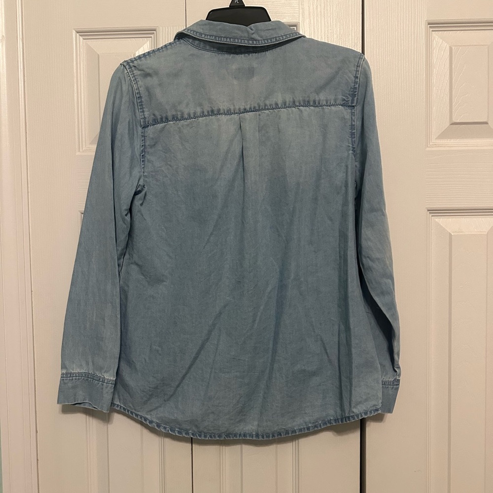 Chico's Light Blue Denim Shirt with Embellishments - Picture 4 of 7